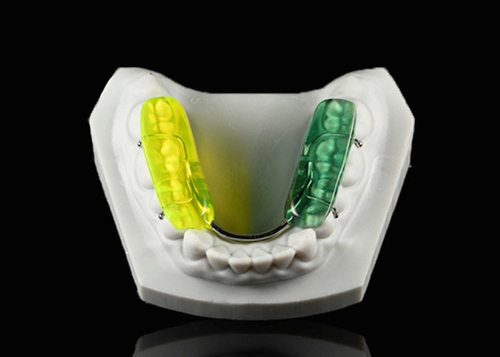 Esparrillo dental de color Gelb Resina acrílica dura Esparrillo oclusal para rechinar los dientes por la noche